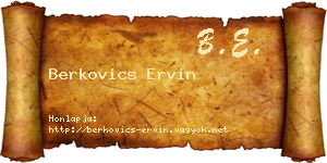 Berkovics Ervin névjegykártya